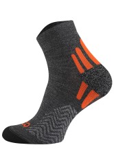 Zaawansowane skarpety biegowe RUNNING RAID 50% MERINO oddychające, płaskie szwy - Grafitowo-Pomarańczowe