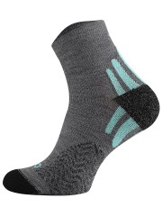Zaawansowane skarpety biegowe RUNNING RAID 50% MERINO oddychające, płaskie szwy -  szaro-miętowe