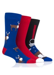 Kolorowe skarpety Wild Feet renifer w okularach 3 PARY (S7006)