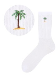 Bawełniane skarpety z haftowanym wzorem - TROPICAL CLIMATE - ręcznie wykończone!