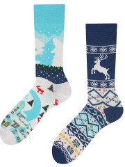 Land of Snow Todo Socks, Wzory Skandynawskie, Zimowe, Kolorowe Skarpetki